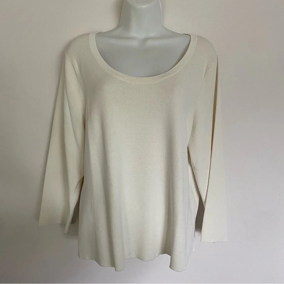 VINTAGE Laura Ashley Cream Scoop Neck Top With 3/4 Sleeve - Picture 2 of 7